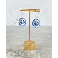 Blue Willow & White China Plate Hypoallergenic Earrings | Etsy (US)