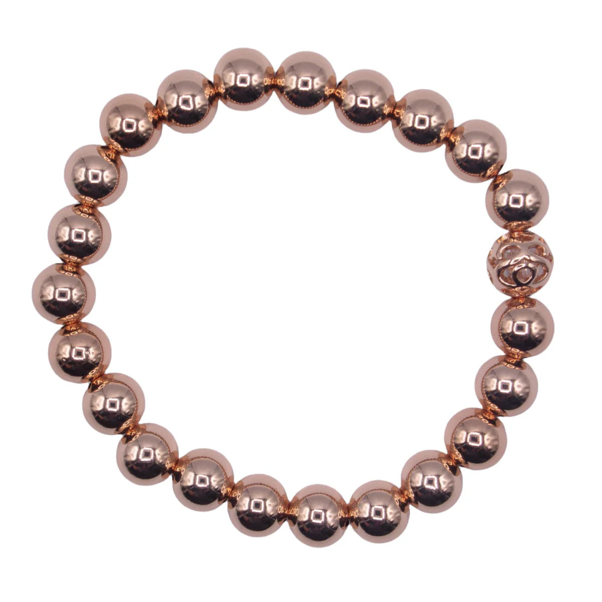 8mm 14k Rose Gold Filled Smooth Beaded Bracelet | Sparkl