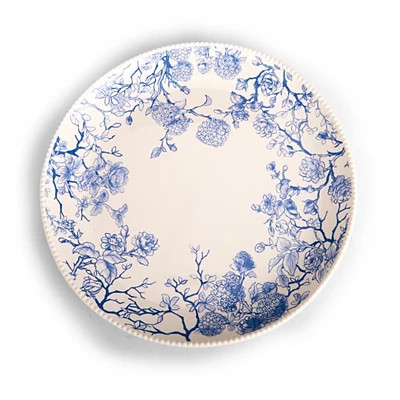 Beaded Blue Toile Dinner Plate, Blue/White, 1H x 10.75 , Stoneware | Kirkland's Home | Kirklands