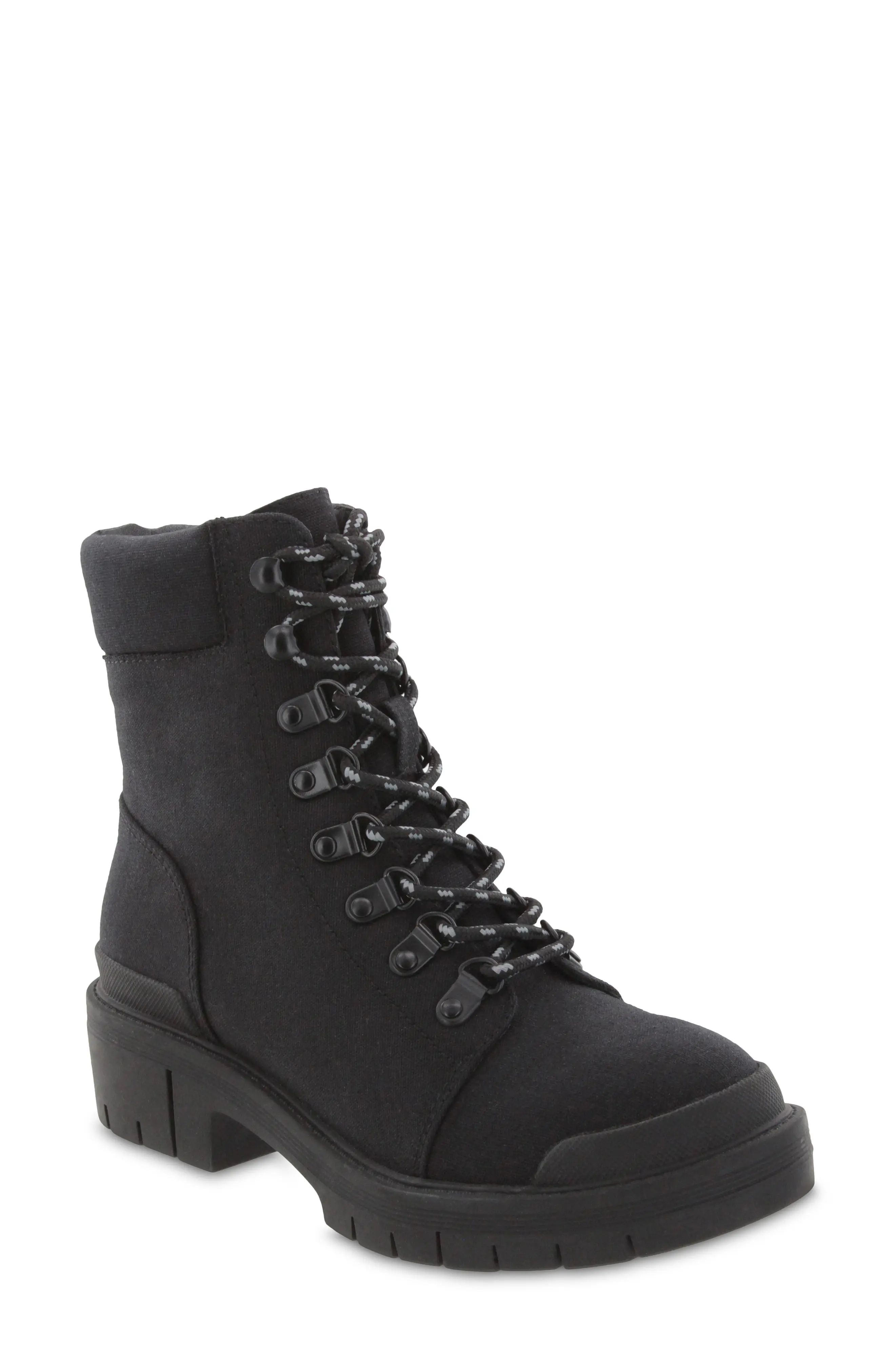 MIA WYN Combat Boot in Black Canva at Nordstrom, Size 6 | Nordstrom