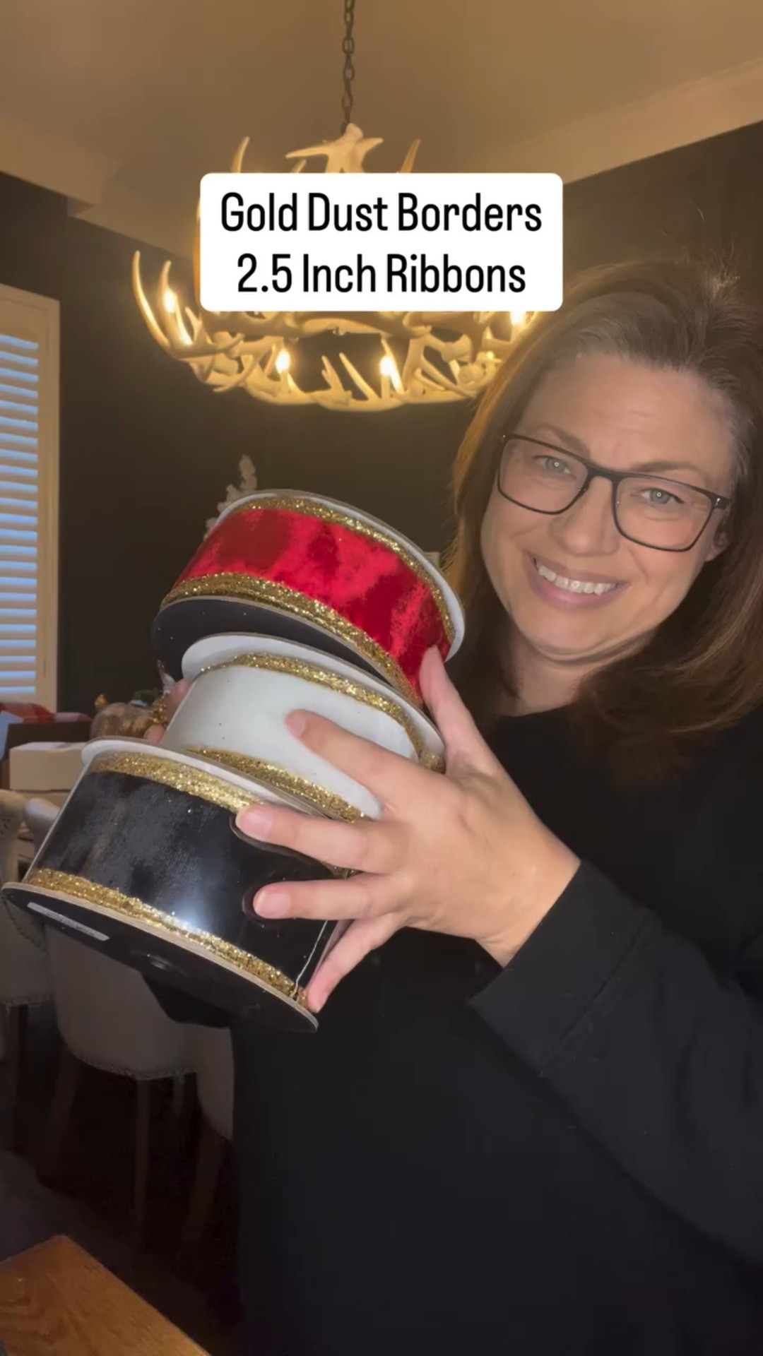 Say hello to Gold Dust Borders in Red — the newest color in one of my most-loved ribbons! ❤️✨
This 2.5 inch velvet ribbon has gold glitter borders, wired edges, and that luxe designer feel that makes every bow look polished.

I now have it in ivory, black, and red, and they are perfect for layering. Use these as the middle layer in your bows with a 4-inch ribbon, or style them on their own for a rich, elegant pop of color.

If you love a classic red ribbon with a touch of sparkle… this one’s a must.

Comment “Decor” for links to all three colors!

#Christmas #Ribbon #ChristmasRibbon #RedRibbon #VelvetRibbon #BowMaking #ChristmasDecor #HolidayDecor #ChristmasTree #Decorating

#LTKSeasonal #LTKHome #LTKHoliday