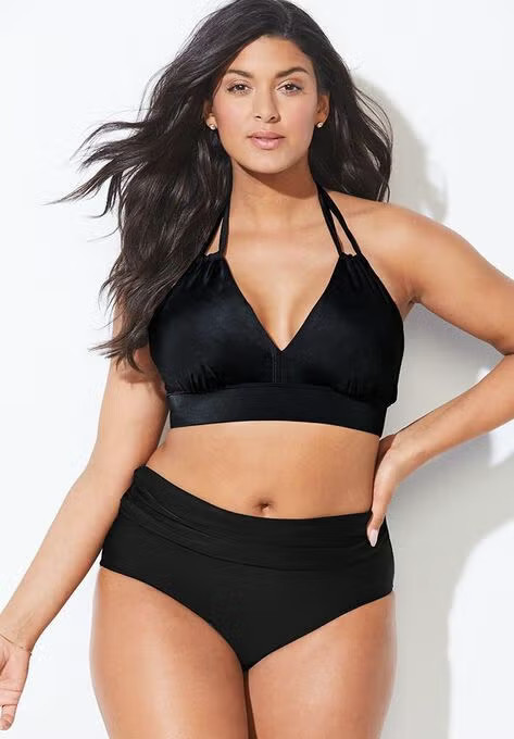Loop Strap Halter Bikini Set With Foldover Brief | Swimsuitsforall.com