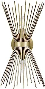 Amazon Brand – Rivet Mid-Century Modern Metal Starburst 2-Light Wall Sconce Lamp, Bulbs Include... | Amazon (US)