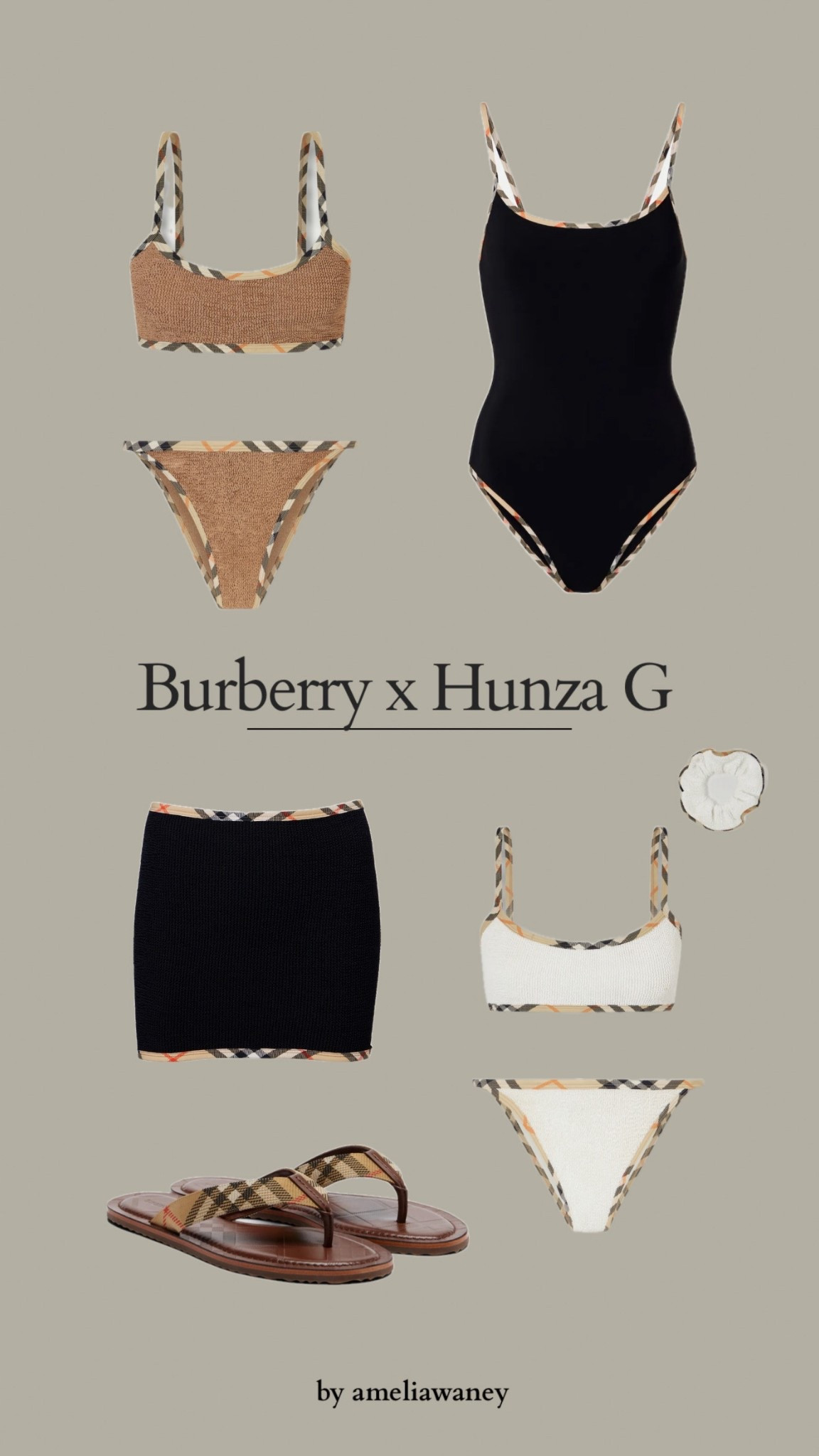 Burberry x Hunza g bikini collab swimsuit cover up 