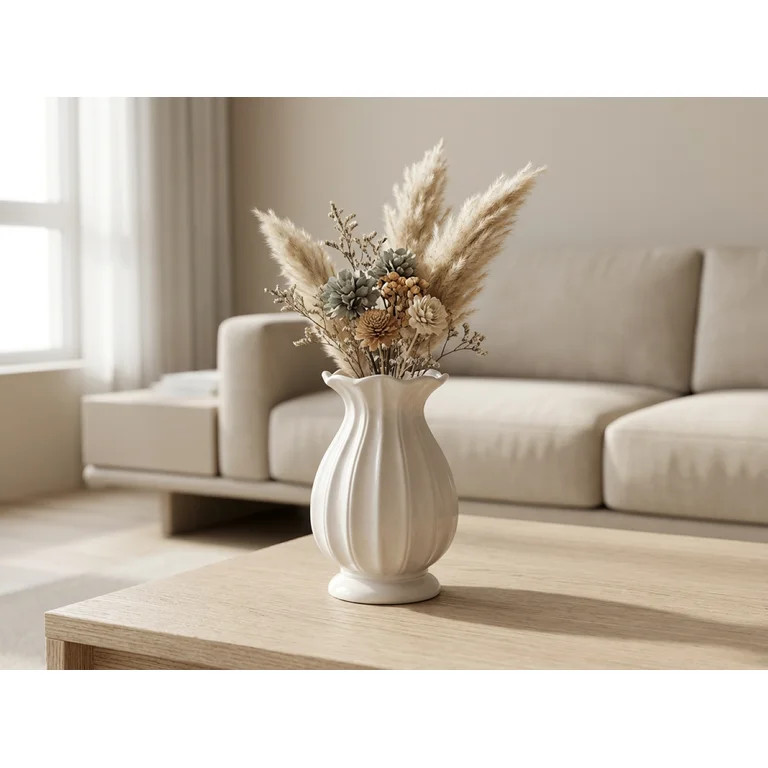 White Ceramic Vase Modern Decorative Vase Home Decor Accents for Living Room Table Centerpiece 7.... | Walmart (US)