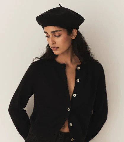 DÄ?EN Georgianna Beret -- Black Wool - Size - Os | DOEN