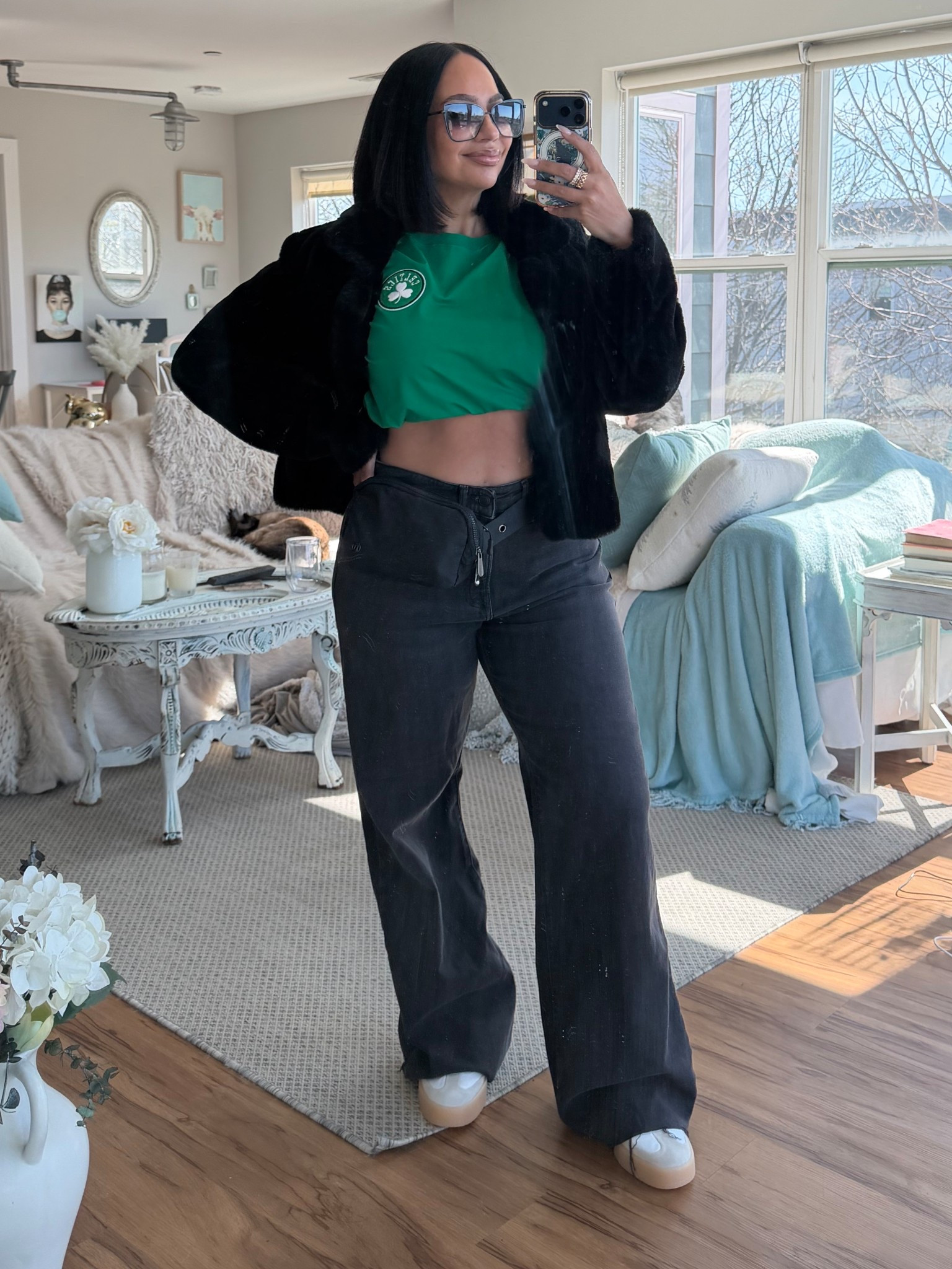 MARATHON MONDAY outfit! One of the best days of the year here in Boston 🍀 

spring casual outfits, wide leg jeans, adidas sambas sneakers 

#LTKootd #LTKPetite #LTKOver40