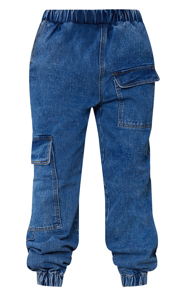 Mid Blue Wash Cargo  Jeans Joggers | PrettyLittleThing US