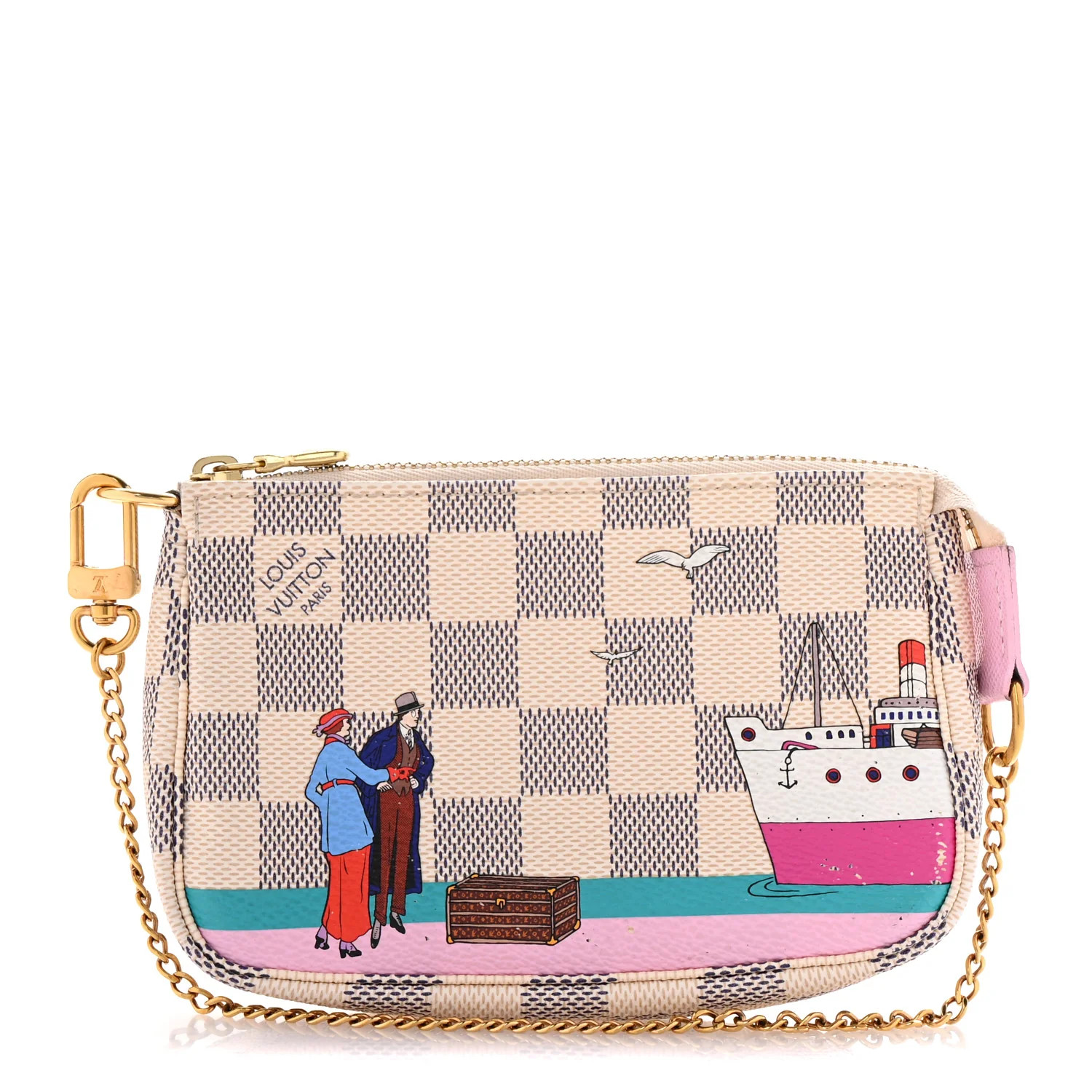 Damier Azur 2016 Christmas Animation Mini Pochette Accessories | FASHIONPHILE (US)