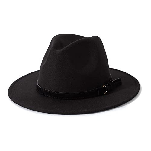 Lisianthus Men & Women Vintage Wide Brim Fedora Hat, Z Black Belt-black, Large | Amazon (CA)