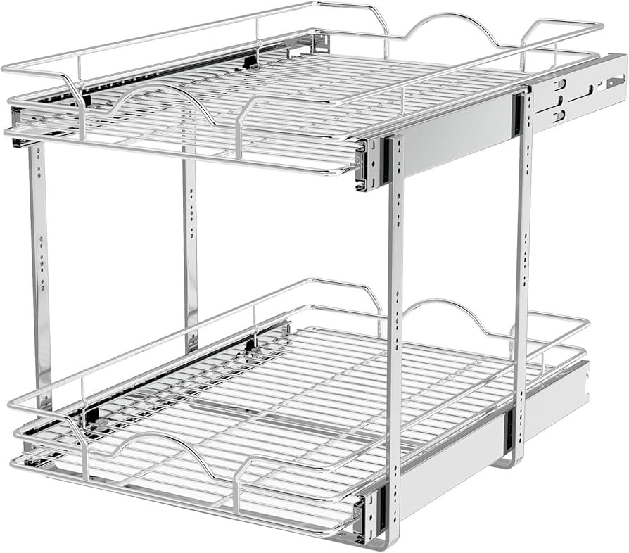 OCG 2 Tier Pull Out Cabinet Organizer (15.5" W x 21" D), Pull Out Drawers for Kitchen Cabinets, P... | Amazon (US)
