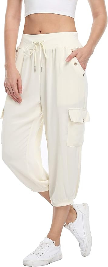 MISS MOLY Women's Loose Cropped Capris Cargo Joggers Pants Harem Sweatpants Stylish Soft Casual w... | Amazon (US)
