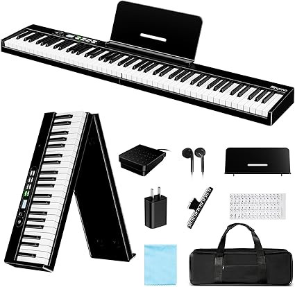 Rhymo 88 Key Semi-Weighted Folding Digital Piano, Full Size Portable Keyboard with Bluetooth MIDI... | Amazon (US)