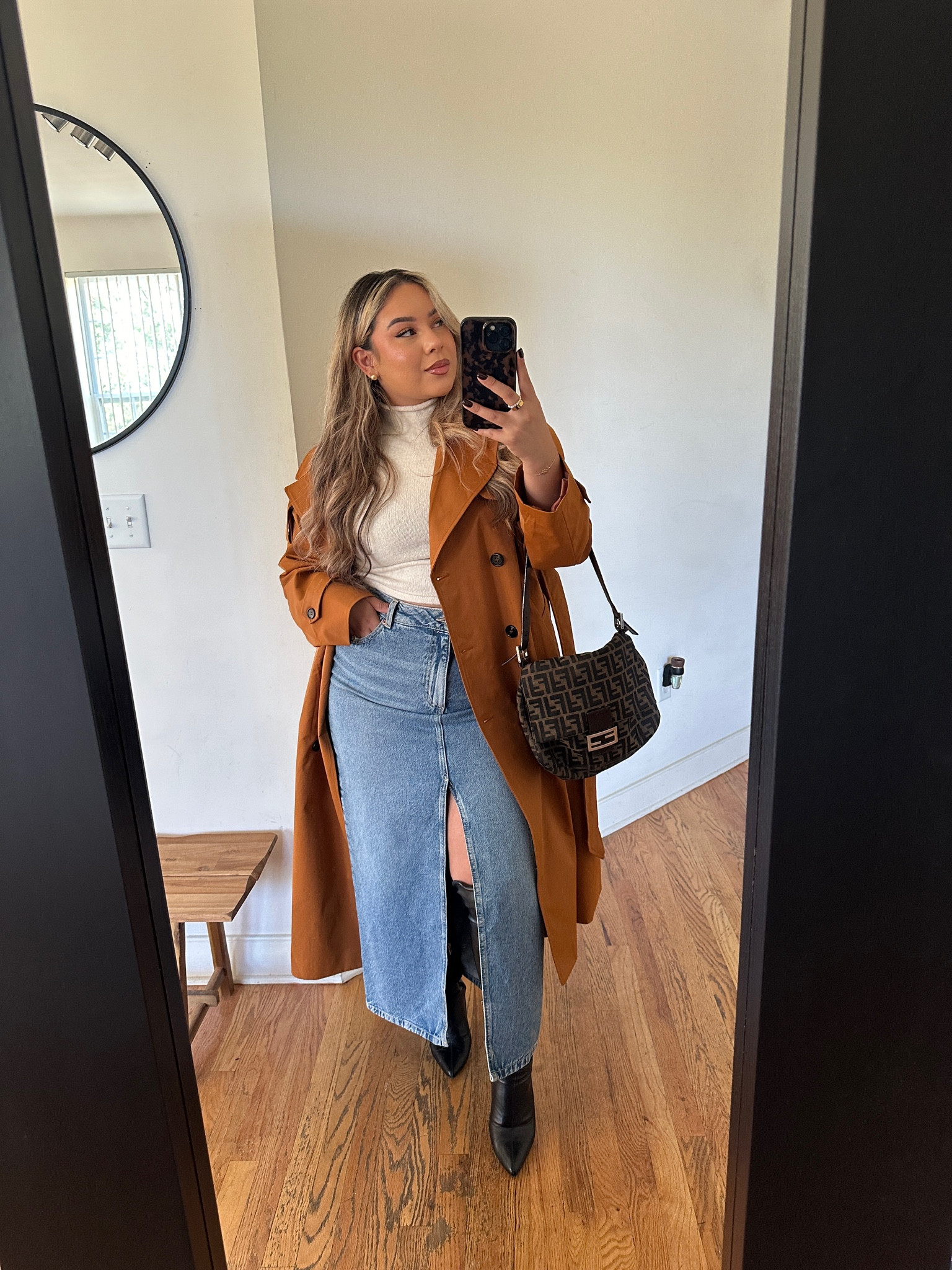 Fall Casual Outfit 🧥🍁

Jacket: size M (runs oversized) 
Denim Skirt: size L (has stretch) 
Top: M 


#LTKSeasonal #LTKStyleTip #LTKMidsize