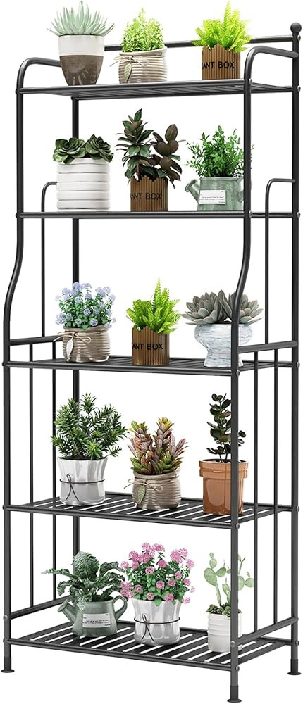 MORITIA 5 Tier Metal Plant Stand Indoor and Outdoor Flower Rack, Home Iron Storage Organizer Shel... | Amazon (US)