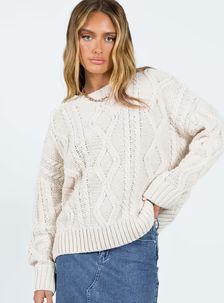 Anaya Oversized Sweater Beige | Princess Polly US