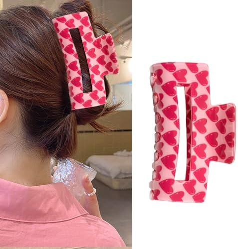 AIUPUOC Valentine's Day Heart Hair Clips for Women - Pink, 1 Count (Pack of 1) | Amazon (US)