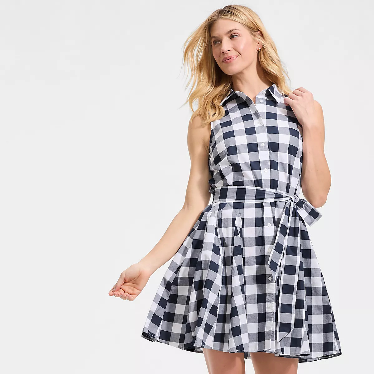 Women's Poplin Button Front Dress with Godets | Lands' End (US)