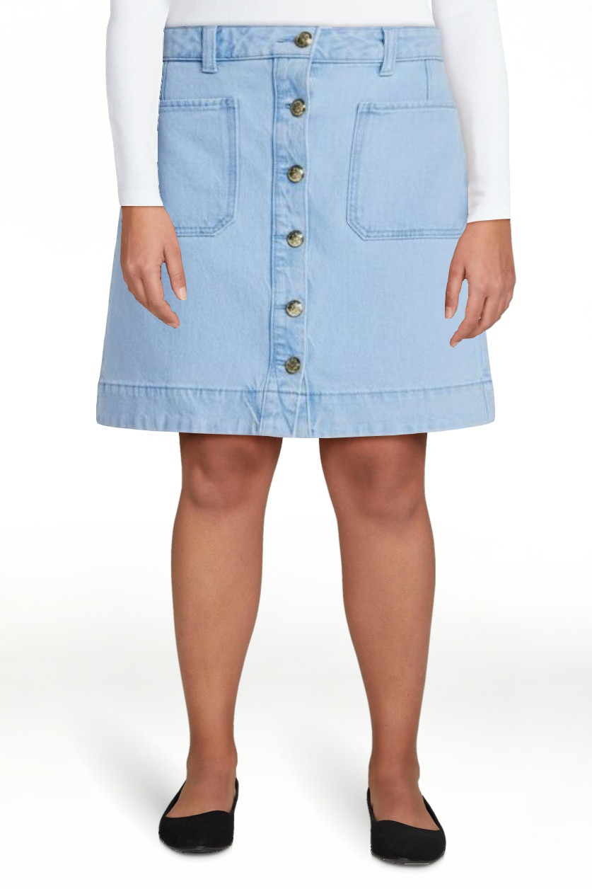 Free Assembly Women's Button Front Denim Mini Skirt, Sizes 0-20 | Walmart (US)