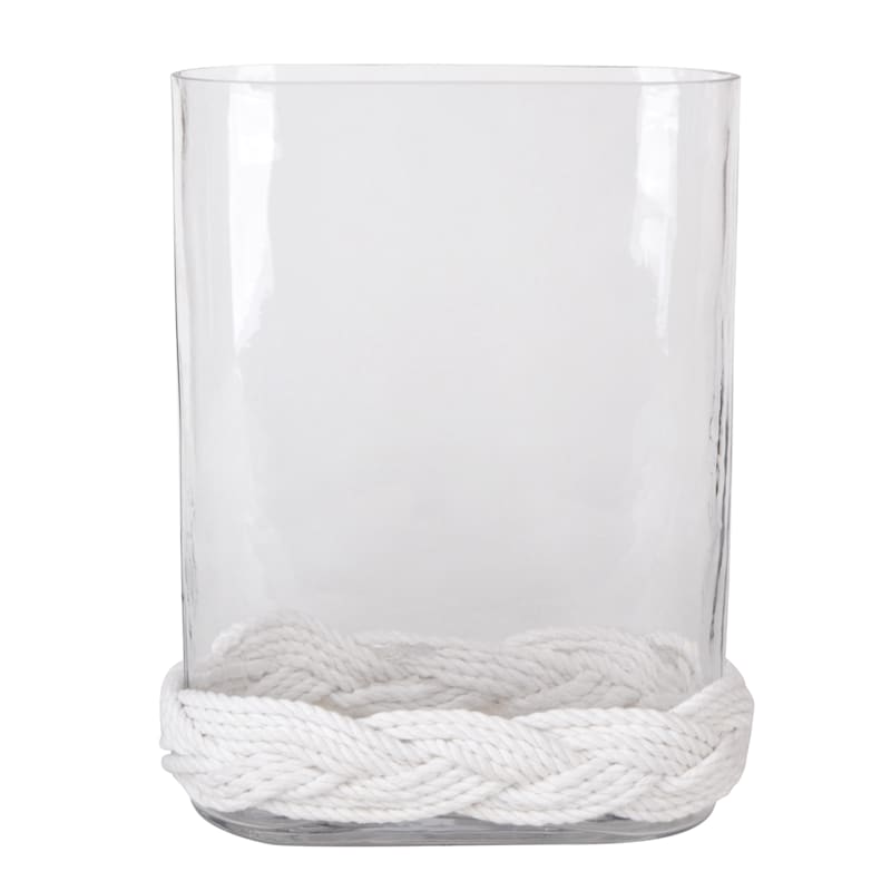 Ty Pennington Glass Vase with White Rope Base, 10" | At Home
