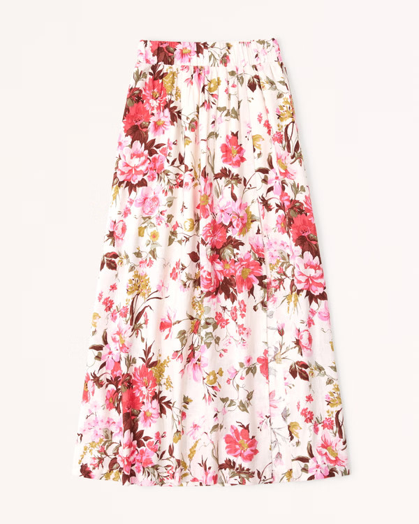 Linen-Blend High-Slit Maxi Skirt | Abercrombie & Fitch (US)