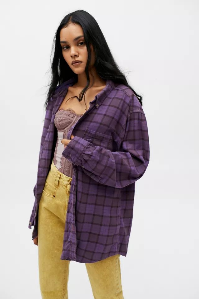 Urban Renewal Recycled Overdye Flannel Shirt | Urban Outfitters (US and RoW)