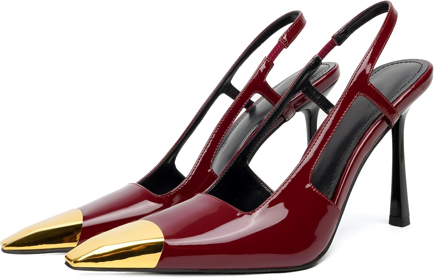 Vertundy Slingback Heels for Women Metal Pointed Toe Stiletto High Heel Pumps Slip On Shoes Geome... | Amazon (US)