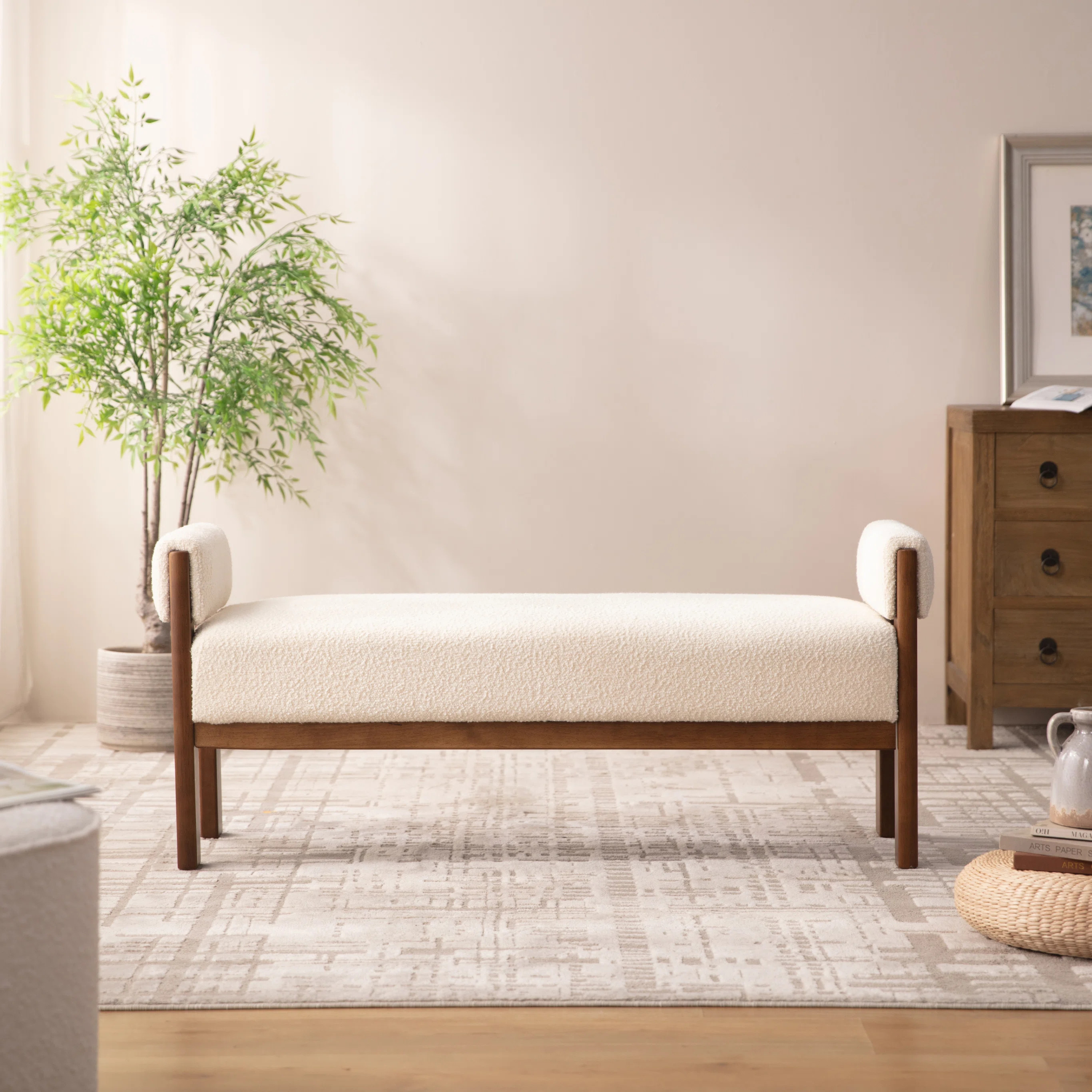 Modern Boucle Upholstered Bench Bed End Ottoman | Wayfair North America