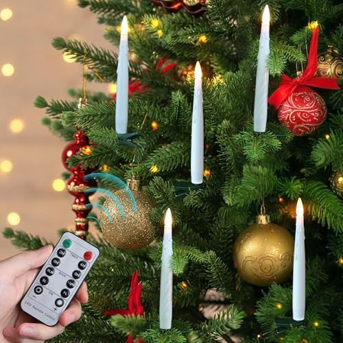FREEPOWER 12PCS Clip on Christmas Tree Candles with Remote,Battery Operated Flickering Christmas ... | Amazon (US)