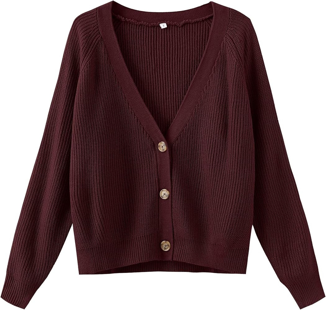 TASAMO Women's Long Sleeve Knit Sweater Open Front Cardigan Button Loose Outerwear | Amazon (US)