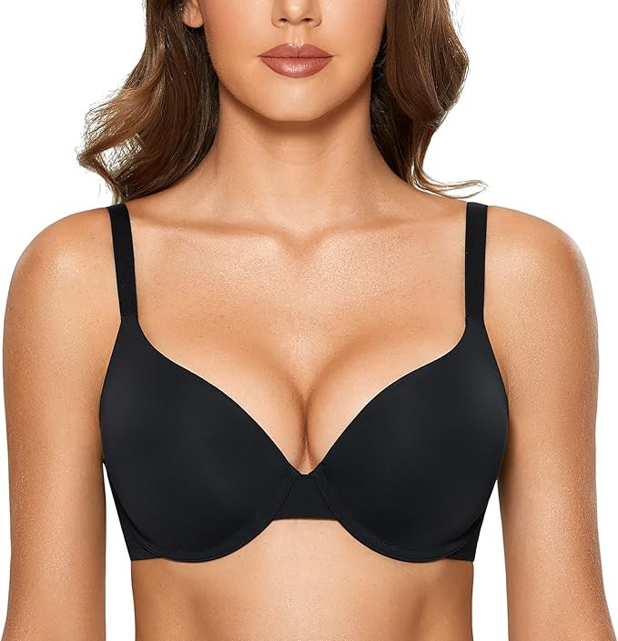 DOBREVA Sujetador de camiseta push up para mujer, brasier acolchado con aros, cobertura completa | Amazon (US)