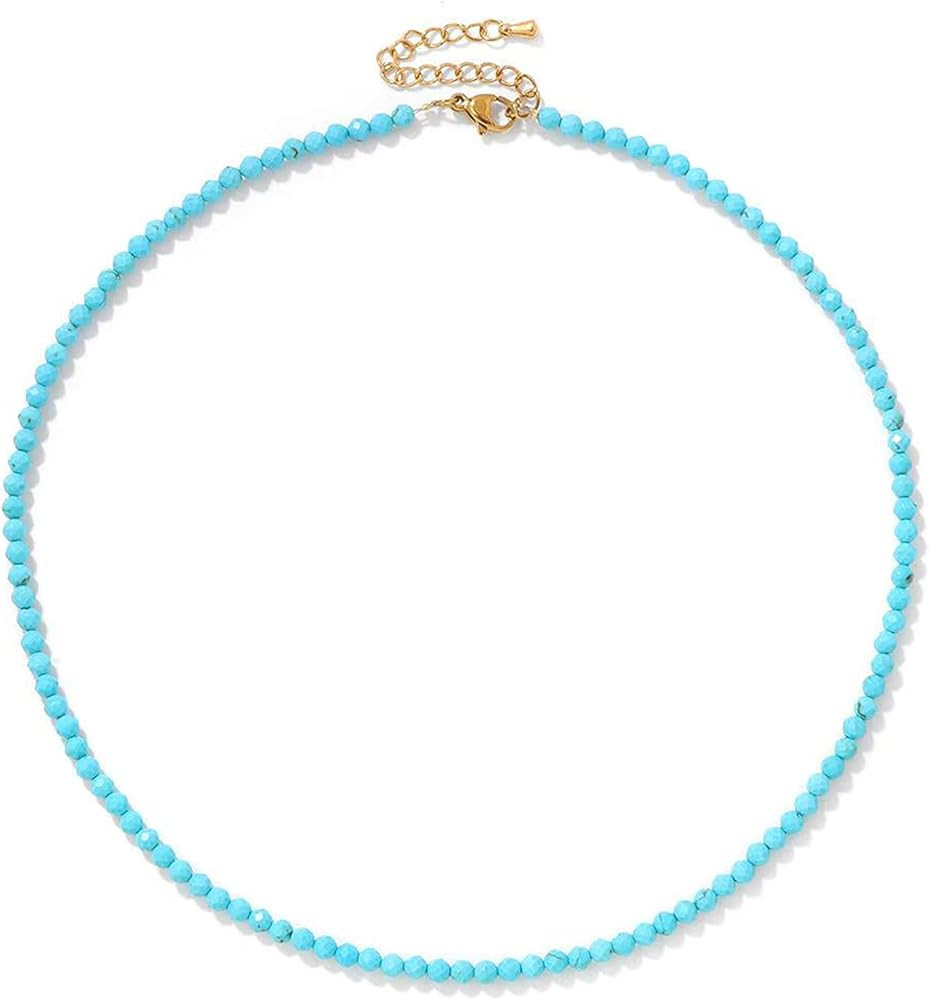 Crystal Choker Necklace for Women 3mm Handmade Natural Stone Beaded Necklace Healing Crystal Neck... | Amazon (US)