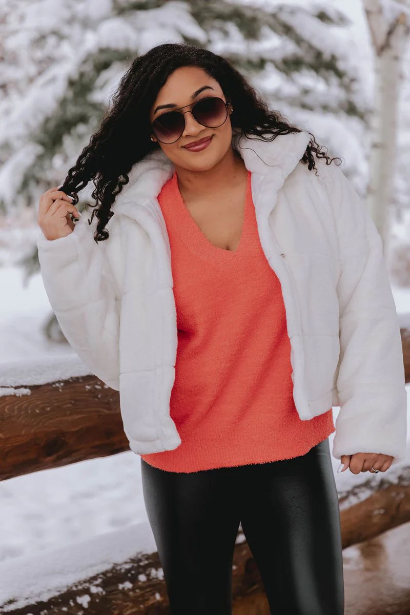 Favorite Remix Ivory Fur Puffer Jacket | The Pink Lily Boutique