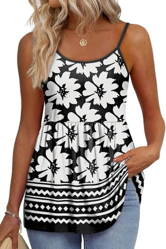 WIHOLL Sleeveless Tops for Women Dressy Casual Summer Tank Tops Beach Vacation Cruise Outfits for Women 2026 Fashion Spring Tops Clothing Floral Black L | Amazon (US)