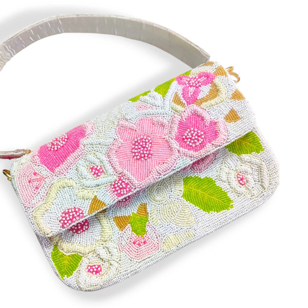 Floral Design Hand Beaded Clutch Bag, Colorful Clutch, Beaded Purse, Summer Bags, Wedding Purse, ... | Etsy (US)