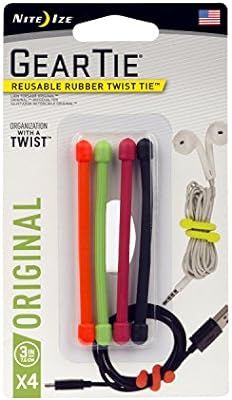 Nite Ize Original Gear Tie, Reusable Rubber Twist Tie, 3-Inch, Assorted Colors, 4 Pack, Made in t... | Amazon (US)