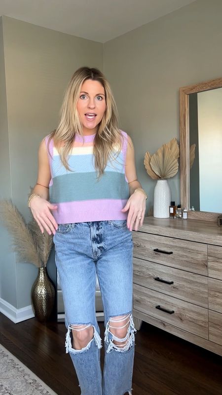Easter sweater tank + jeans