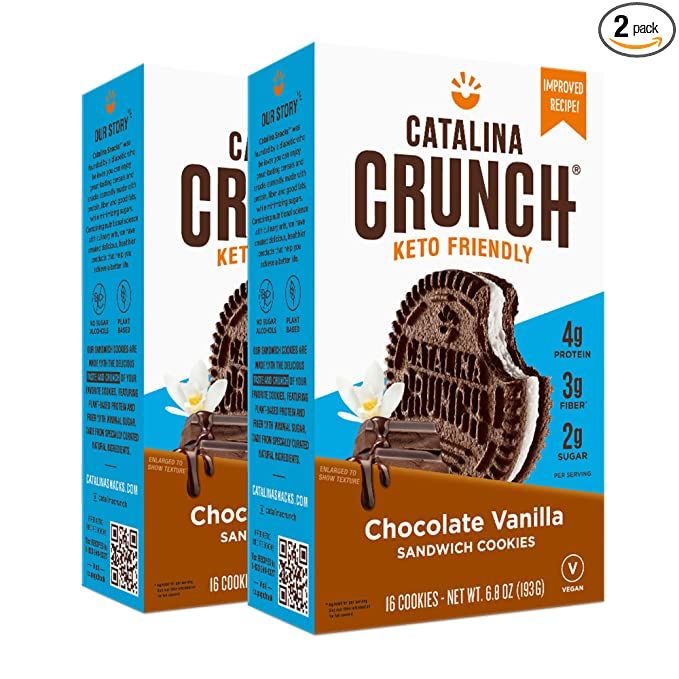 Catalina Crunch Chocolate Vanilla Keto Sandwich Cookies 2 Pack, (6.8 oz Boxes) | Keto Snacks | Lo... | Amazon (US)