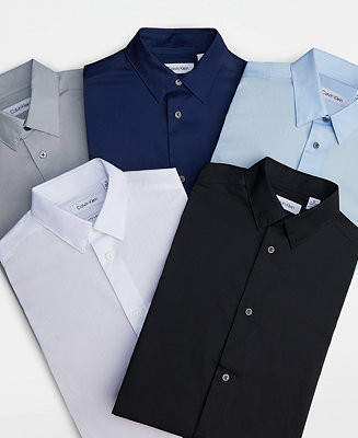 Big Boys Slim Fit Solid Stretch Poplin Dress Shirt | Macy's