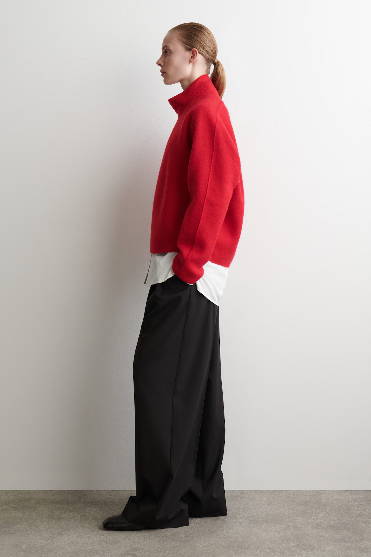 BOILED-WOOL FUNNEL-NECK JUMPER - RED | COS GB | COS UK