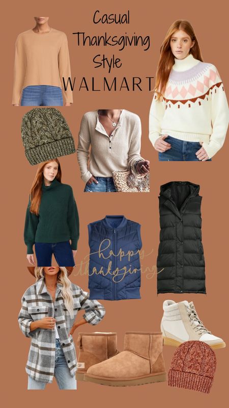 Keep it casual this Thanksgiving! 

Puffy vest. Walmart. Sweaters. Boots. Beanie. Shacket. Henley tops. Women’s style. Holiday style. Thanksgiving outfit. Sale. Black Friday 

#LTKHoliday #LTKstyletip #LTKSeasonal
