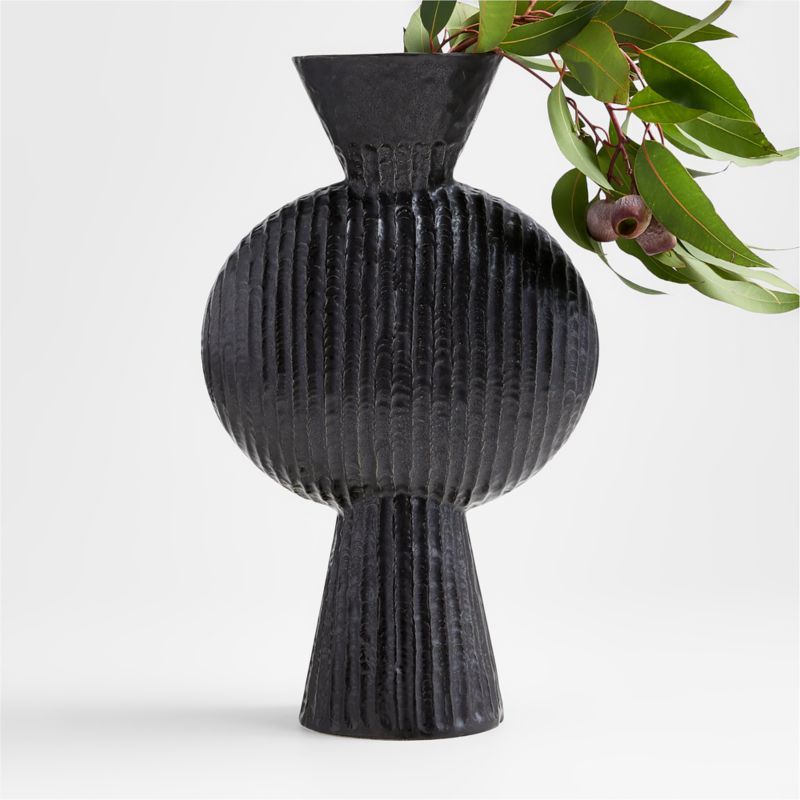 Priem Large Black Textured Vase + Reviews | Crate and Barrel | Crate & Barrel