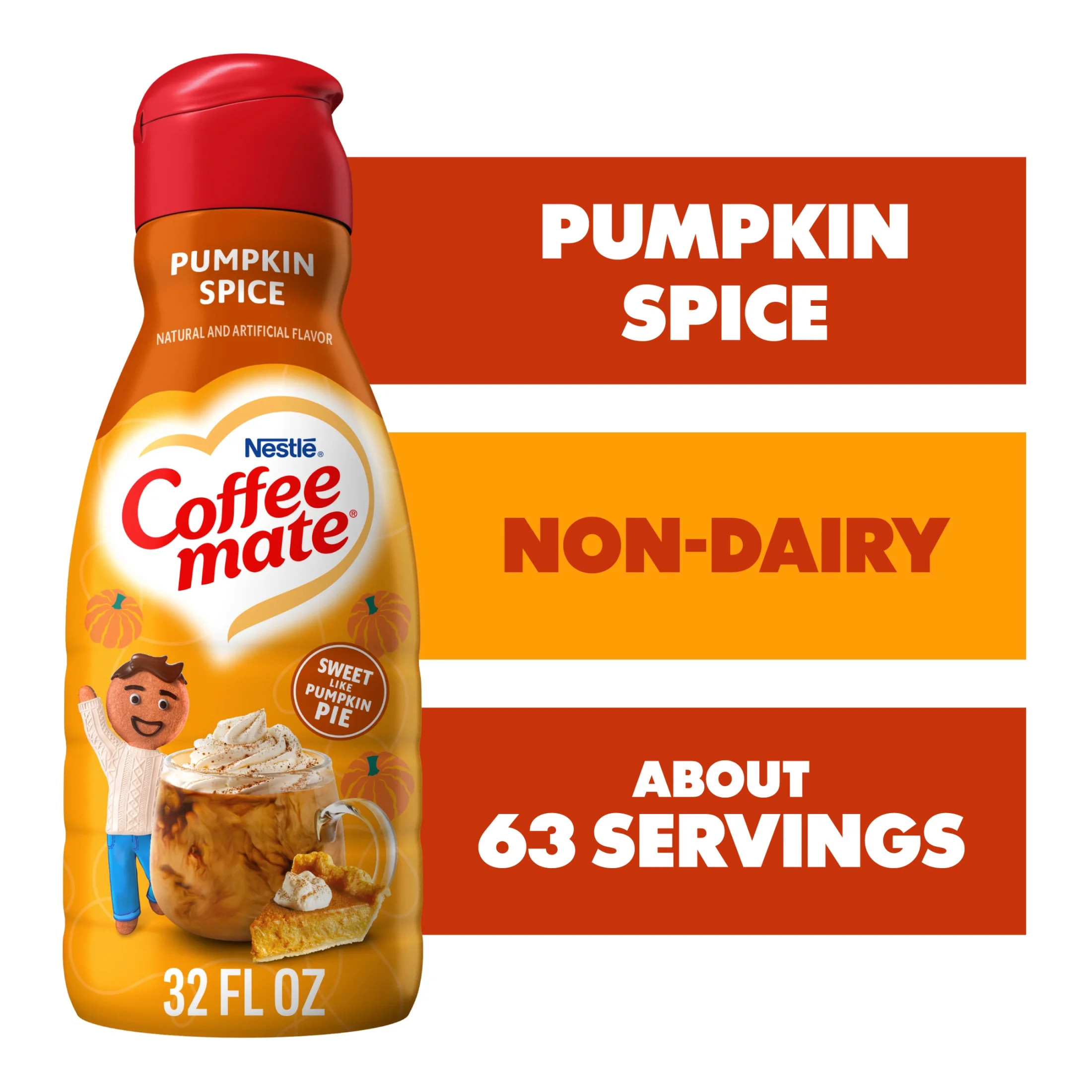 Nestle Coffee Mate Non Dairy Pumpkin Spice Liquid Coffee Creamer, 32 fl oz Bottle | Walmart (US)