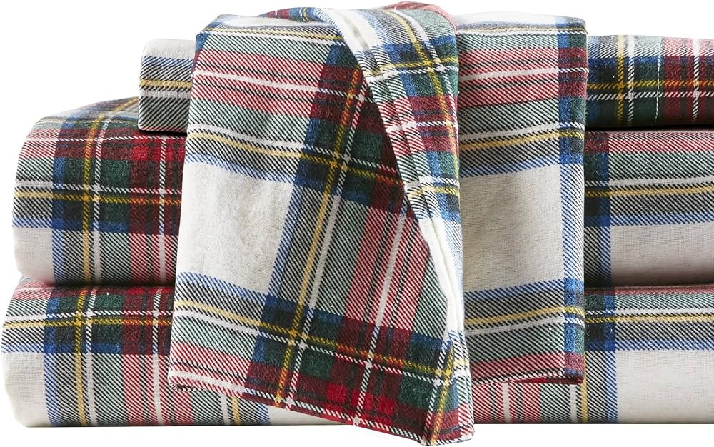 Comfort Spaces Cotton Flannel Breathable Warm Deep Pocket Sheets with Pillow Case Bedding, King, ... | Amazon (US)