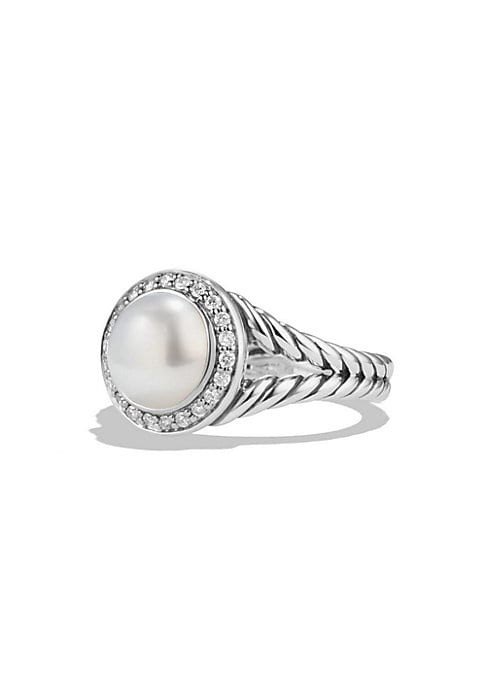 David Yurman Women's Petite Pearl Ring with Diamonds - Silver Pearl - Size 7 | Saks Fifth Avenue