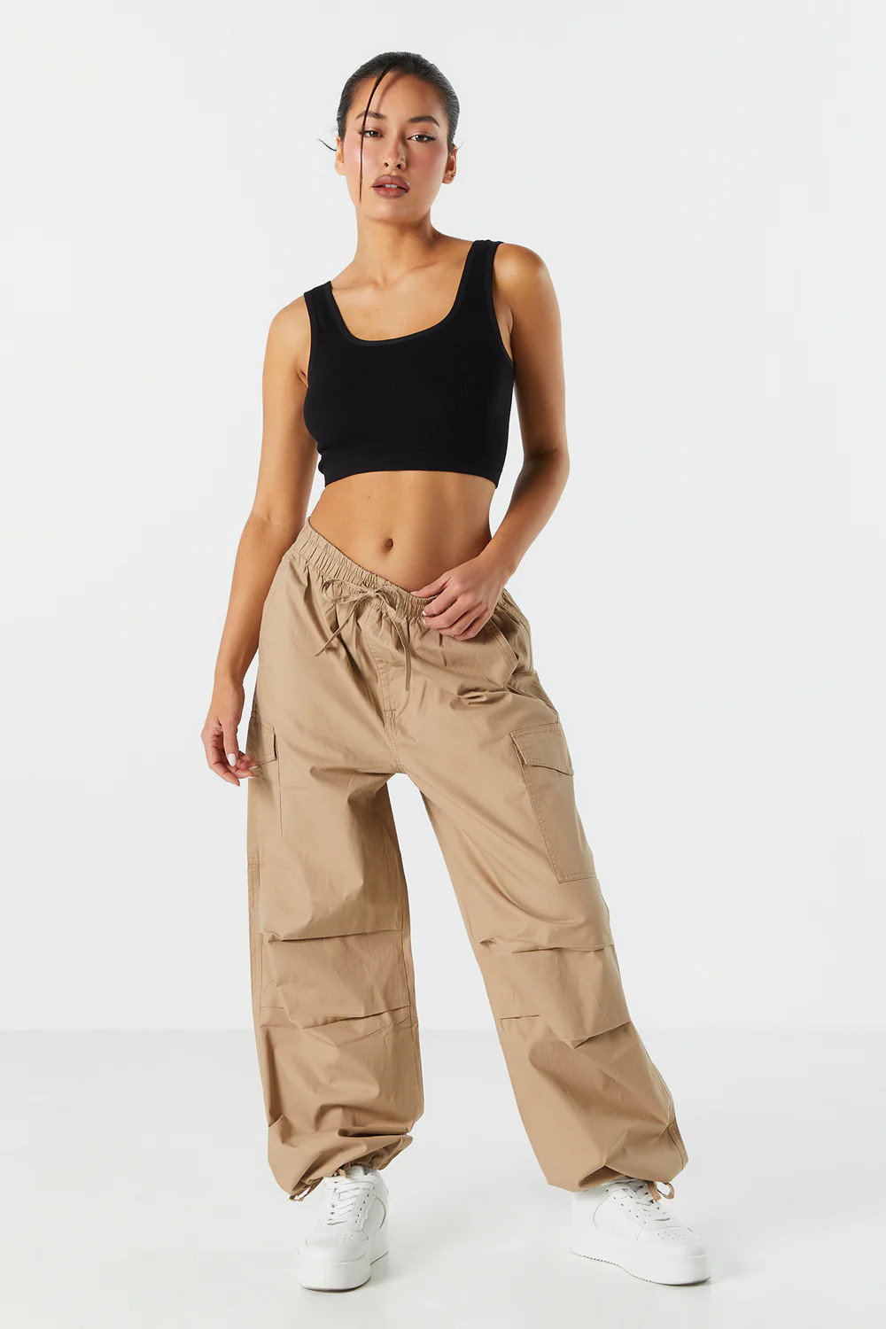 Drawstring Cargo Parachute Pant | Charlotte Russe