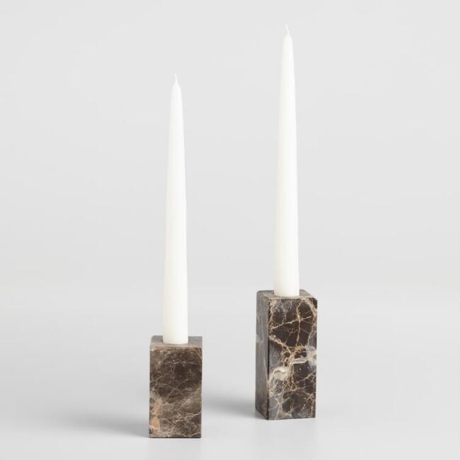 Brown Marble Taper Candleholder | World Market