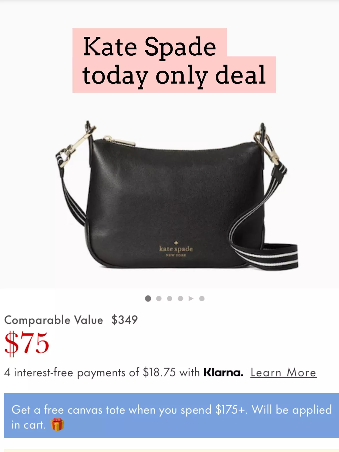 Kate Spade Rosie Small Crossbody $75 Today Only (was $349) + Free