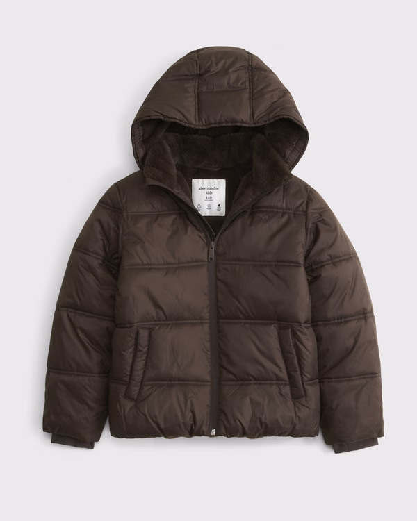 a&f ultra hooded faux fur-lined puffer jacket | Abercrombie & Fitch (US)