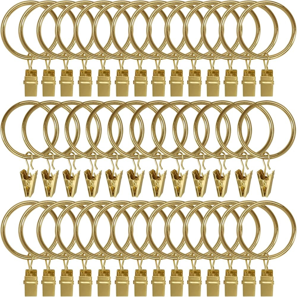 40 Pack Metal Curtain Rings with Clips, Drapery Clips Hooks, Decorative Curtain Rod Clips 1.5 in ... | Amazon (US)
